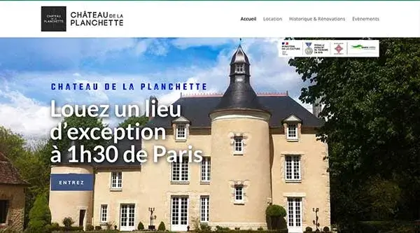 SIte internet du Château de la Planchette. Louez un lieu d'exception à 1h30 de Paris - Design Studio 45